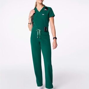 Figs Hunter green Livingston high waisted women's scrub pants